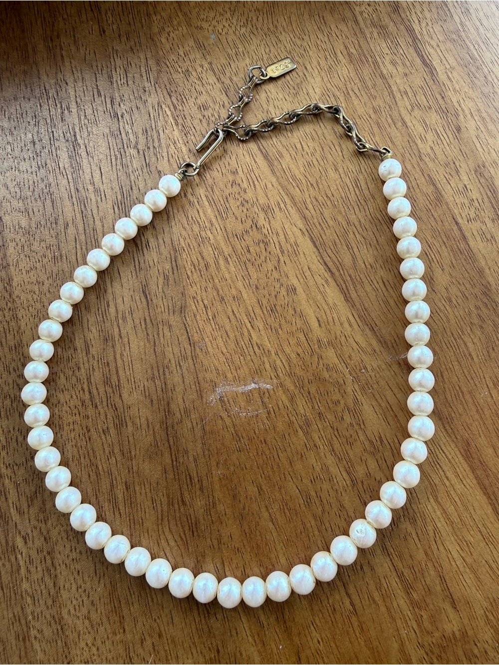 1928 Jewelry Faux Pearl Choker Necklace Gold Tone Vintage Style